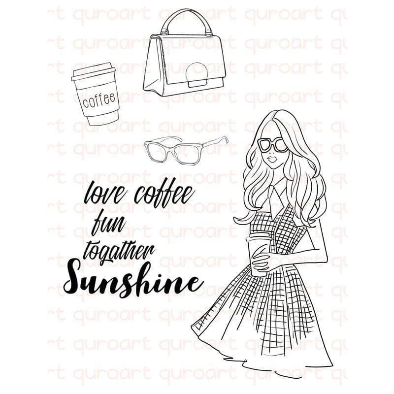 

Coffee Sunshine Girl Stamps And Dies for DIY Scrapbooking Transparent Silicone Seal Craft Supplies Cards Making Paint Decorative