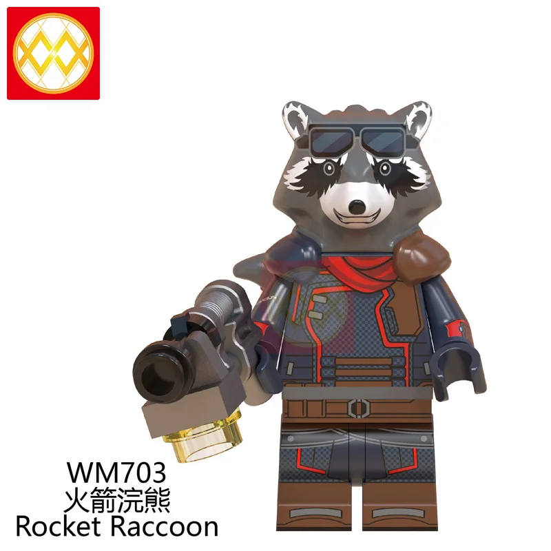 WM703-Rocket Raccoon 20 шт. GD231 Мстители эндгейм раненный Железный человек МК 85 50 танос гамора Тор Черная пантера Marvel строительные блоки игрушки - Цвет: WM703-Rocket Raccoon