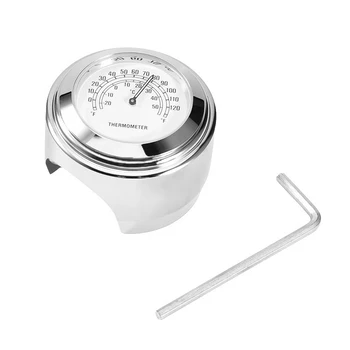 

Universal 7/8 "Waterproof Chrome Motorcycle Bicycle Handlebar Mounted Quartz Clock Aluminum Luminous Clock + Thermometer