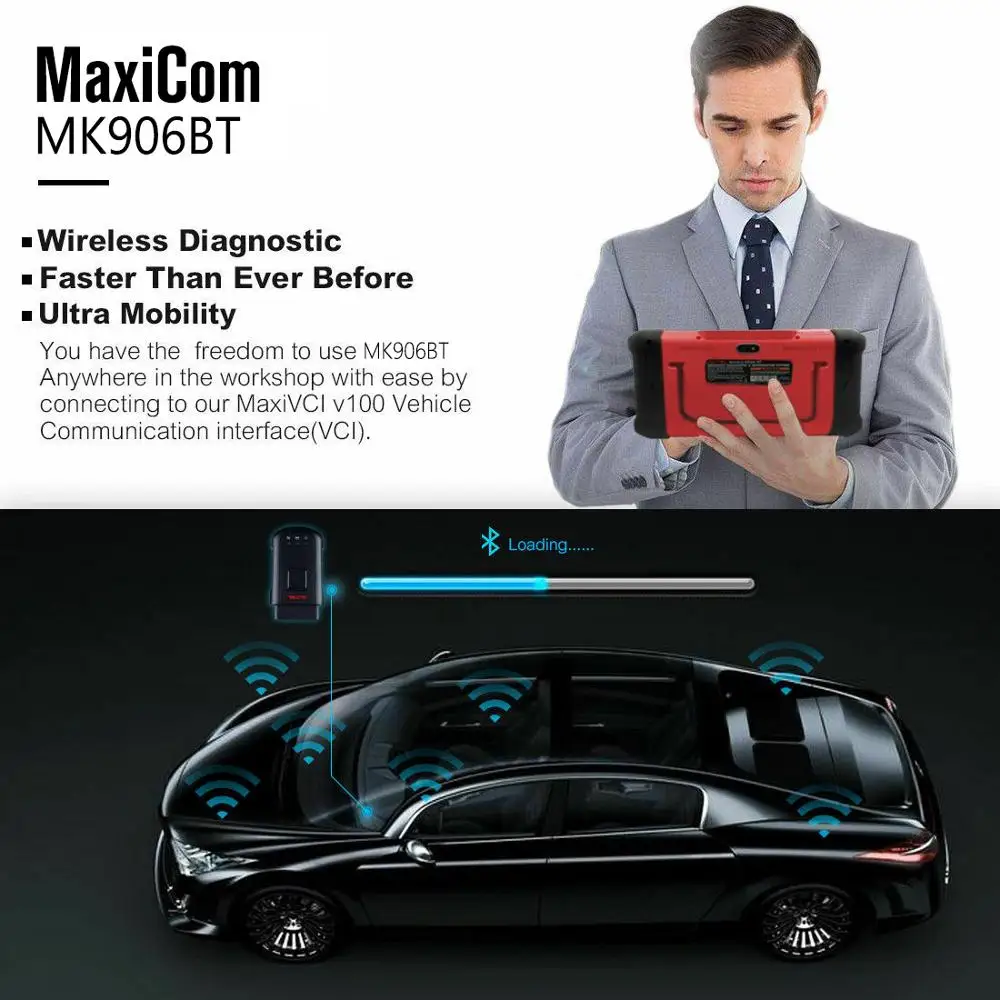 Диагностический сканер Autel MaxiCom MK906BT PRO супер планшет с функцией кодирования ECU MS908P