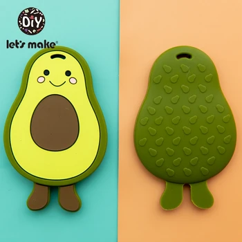 

Let's Make 5pc Baby Crib Toys Infant Teething Avocado Baby Sensory Toy Silicone Teether Pendant Rodent Safe Baby Teether