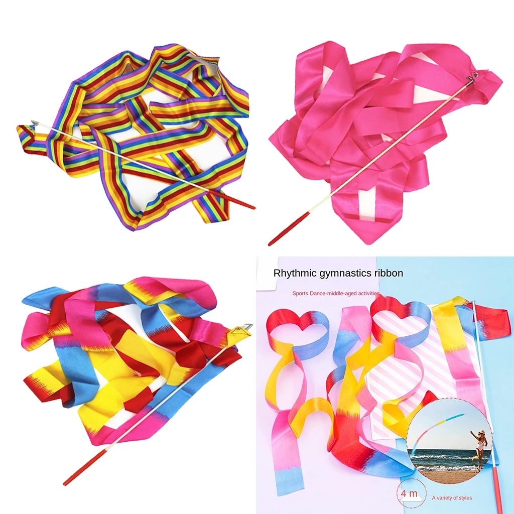 Dance Ribbons Streamers - 4Meters Unisex Kids' Gymnastics Ribbon Wands - Perfect