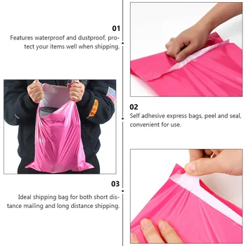 

100pcs Shipping Envelopes Self Sealing Plastic Mailing Bags Packaging Bag (Pink)