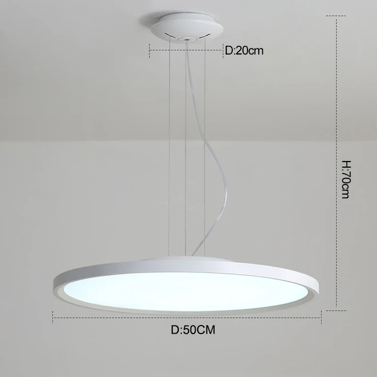 White Dia500mm Ультратонкие подвесные светильники, современные светодиодные подвесные лампы для столовой, магазина, кухни, гостиной, черного или белого цвета - Цвет корпуса: White Dia500mm