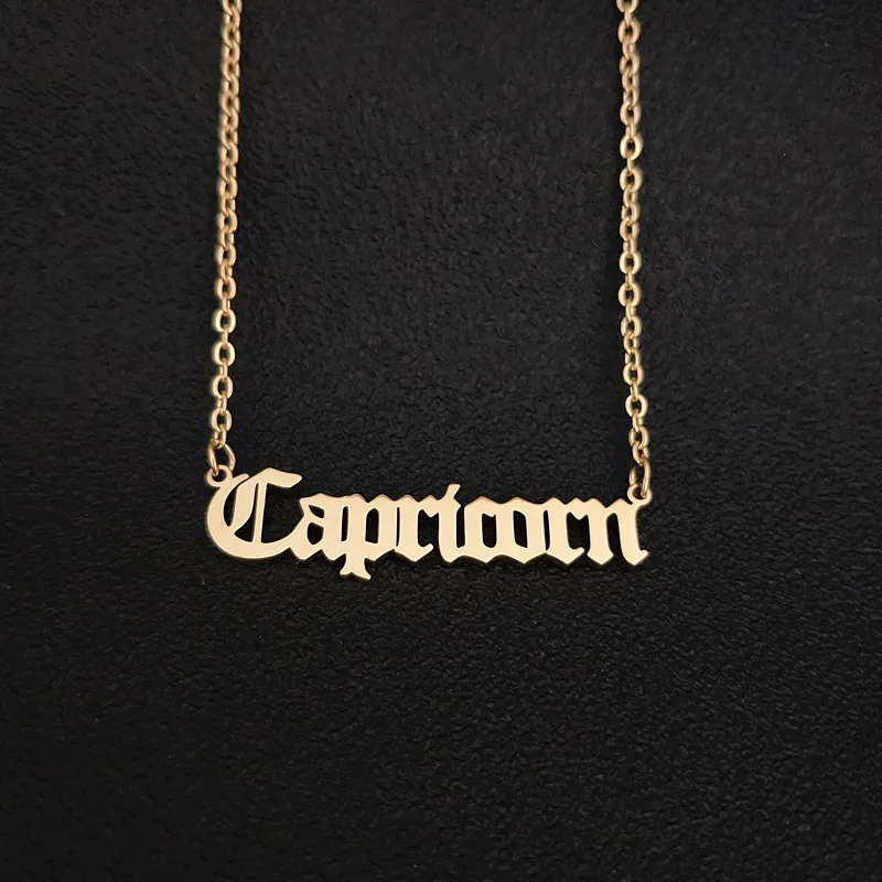 12 Zodiac Letter Necklace Women 