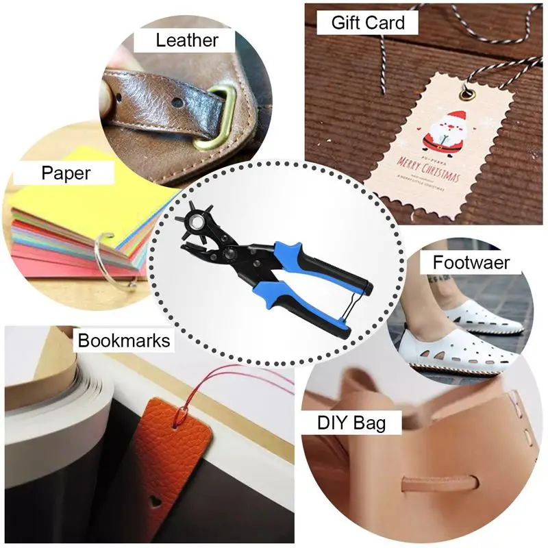 ELEG-Leather дырокол, сверхмощный вращающийся дырокол плоскогубцы инструмент с 2 дополнительными пробойными пластинами и линейкой, мульти размер дырокол для ремня
