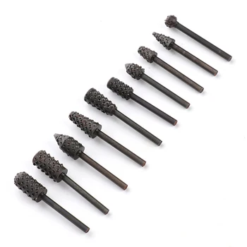 

10 PCS/ Set 3.17mm Shank Rotary File Drill Rotary File Cutter Rotary Rasp Set Woodworking Tool