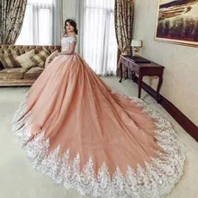 Розовые Бальные платья Роскошные пыльные Бальные платья vestido de 15 anos de debutante сладкий 16 платья Дубай Арабский бальное платье на день рождения