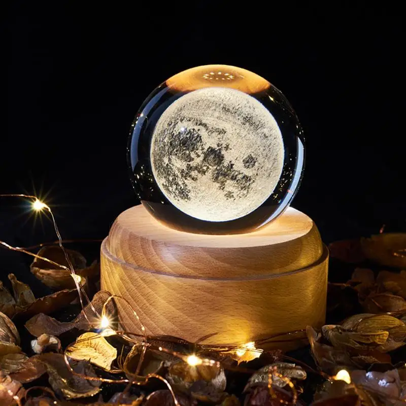 Us 26 91 30 Off Creative Rotating Music Box Moon Light Led Projection Cosmic Moon Milky Way Earth Pattern Wooden Base On Aliexpress