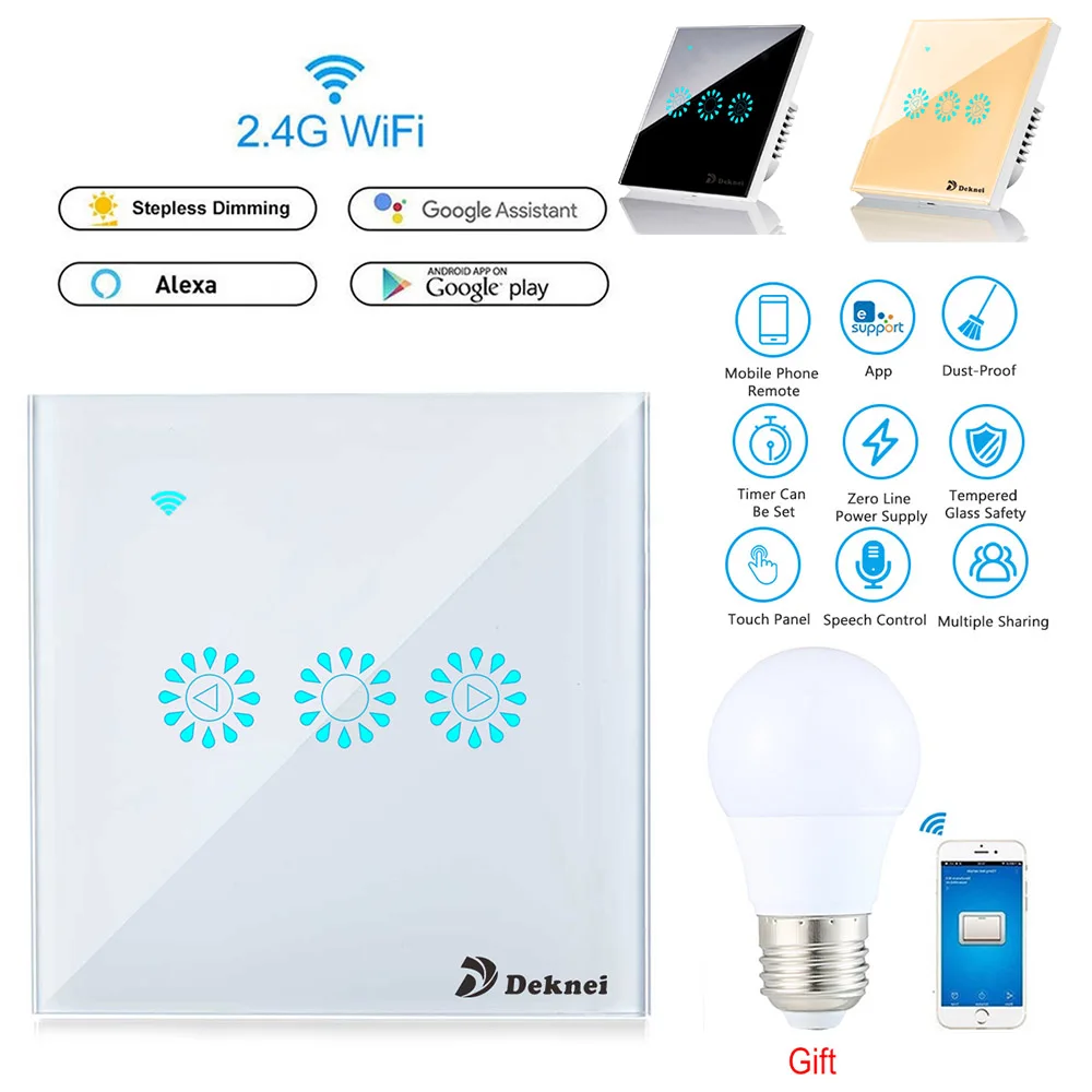 

Teekar Led Dimmer UK/EU Standard Ewelink Wifi Dimmer Switch Smart Touch Light Switch Bulb Dimmer Work With Alexa Google Home