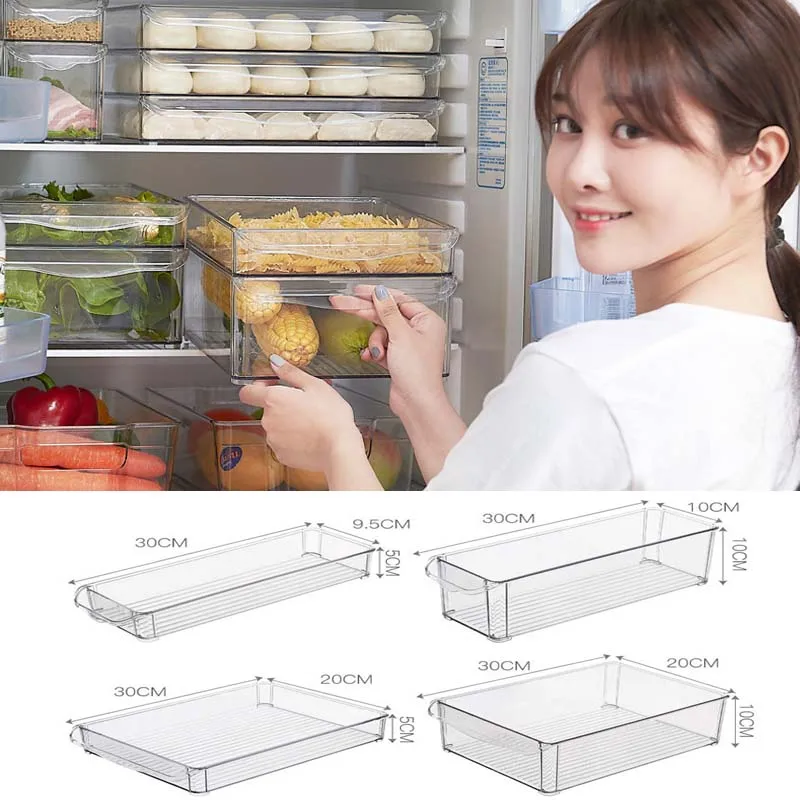 

Refrigerator Storage Box Kitchen Stackable Refrigerator Organizer Space-saving Freezer Organizer for Kitchen Food Fruit