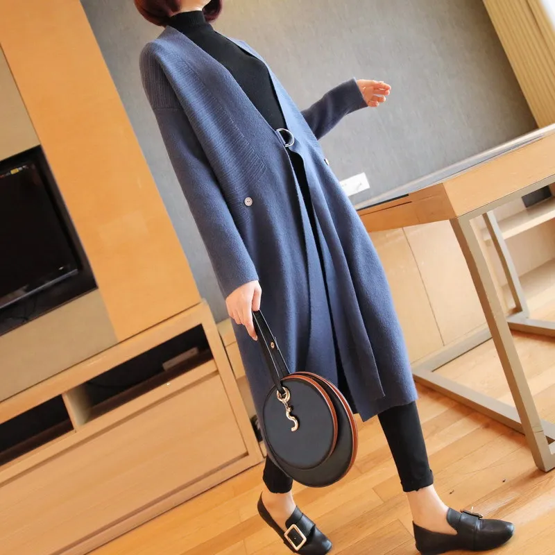 

Long Cardigan Ring Waist Belt Female 2019 Autumn Winter Women Long Sleeve Cardigan Sweater Knitted Cardigans for Women Jacket