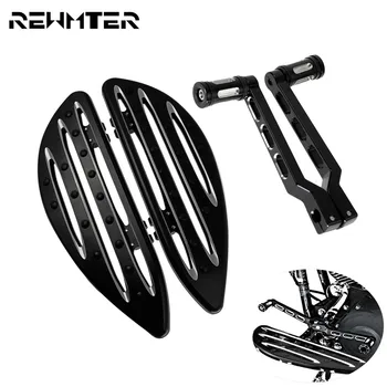 

Motorcycle Footrest Driver Front Floorboards Foot Boards W/ Shifter Lever Pegs Black Kit For Harley Touring FL Softail Trike