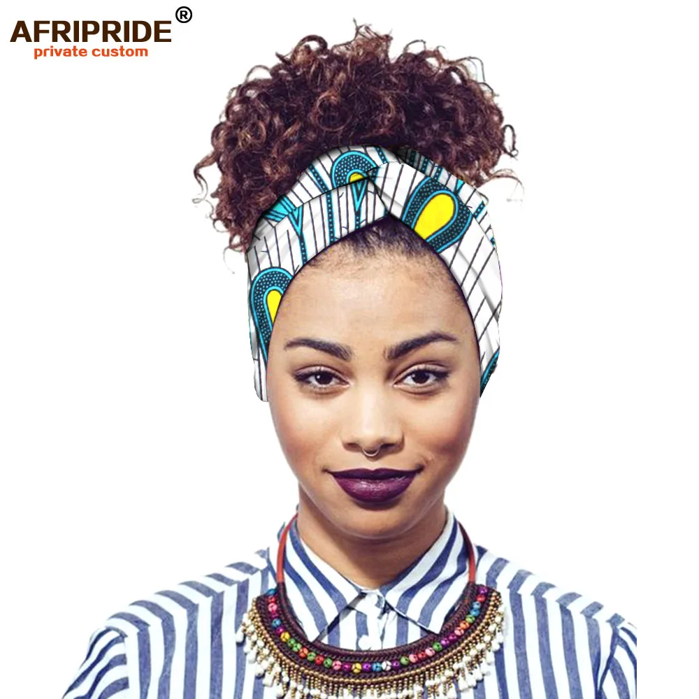 africa ankara печатная эластичная повязка для женщин AFRIPRIDE bazin richi Женская повязка на голову из хлопка Повседневный модный стиль A19H001 - Цвет: 475J