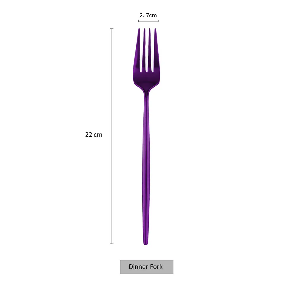 1Pcs Purple Fork Красочный Набор радужных столовых приборов 18/10 посуда набор серебряных приборов из нержавеющей стали набор ложек и вилок Прямая поставка - Цвет: 1Pcs Purple Fork