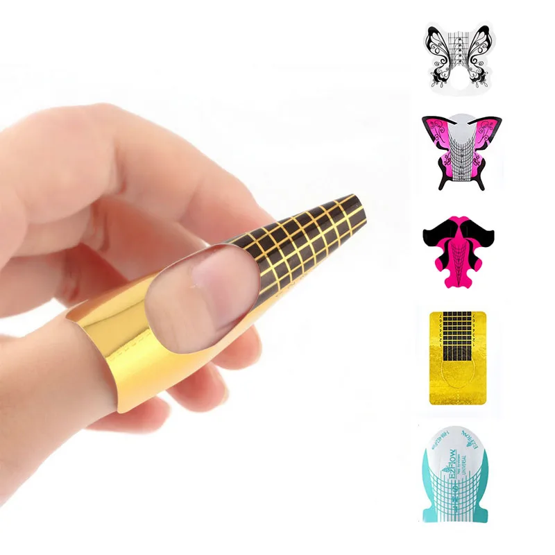 

60 /100 /120 pcs/lot Nail Extension Stencil Sticker For Nails UV Gel Tip Extension Guide Manicure Mold Builder Design Nail Form