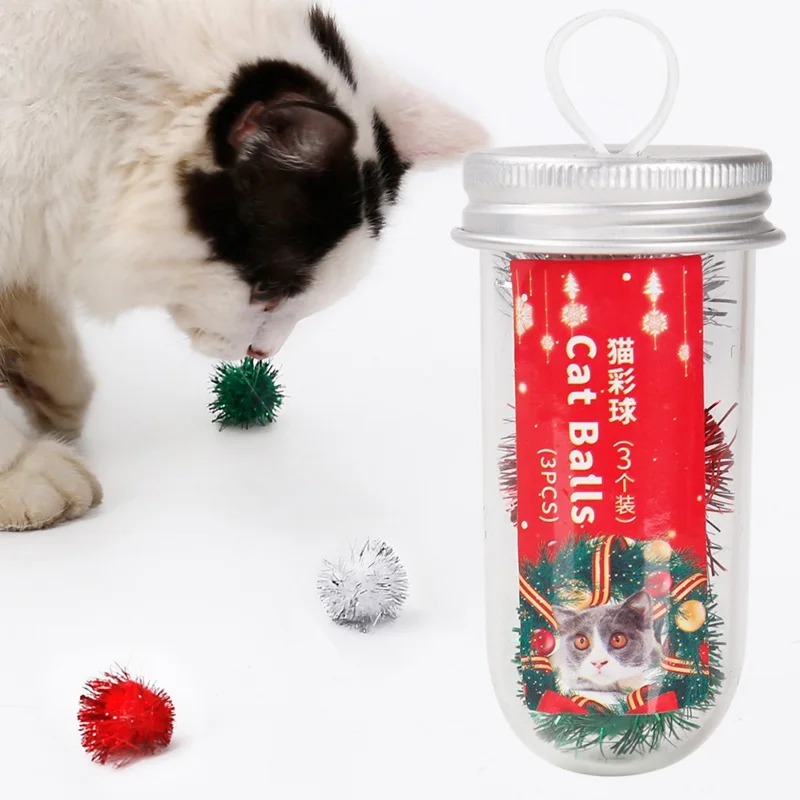 

3pcs Pet Cats Boredom Tree And Decoration Pet Running Scratcher Ball For Christmas Solving Ornament Exercise Toys