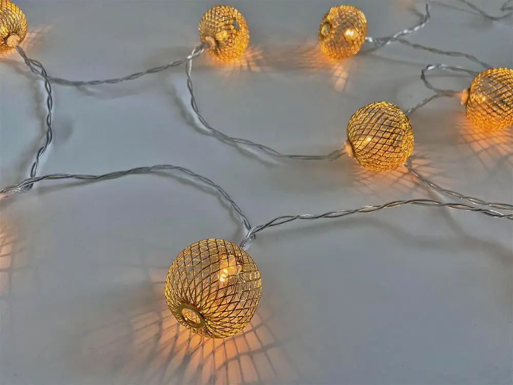 

Hollowed metal Ball LED Light string Holiday Lights Hanging Decor Lamp Christmas Wedding Garden Party Decor