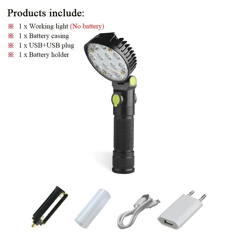 12led COB flash light with magnet work light Red Blue light white powerful led usb torch flashlight 18650 charge lantern zaklamp - Испускаемый цвет: USB flashlight H