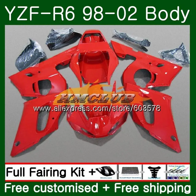 Корпус для YAMAHA YZF600 YZF-R6 1998 1999 2000 2001 2002 красное глянцевое пресс-53CL. 16 YZF R6 600 R 6 YZF-600 YZFR6 98 99 00 01 02 обтекателя