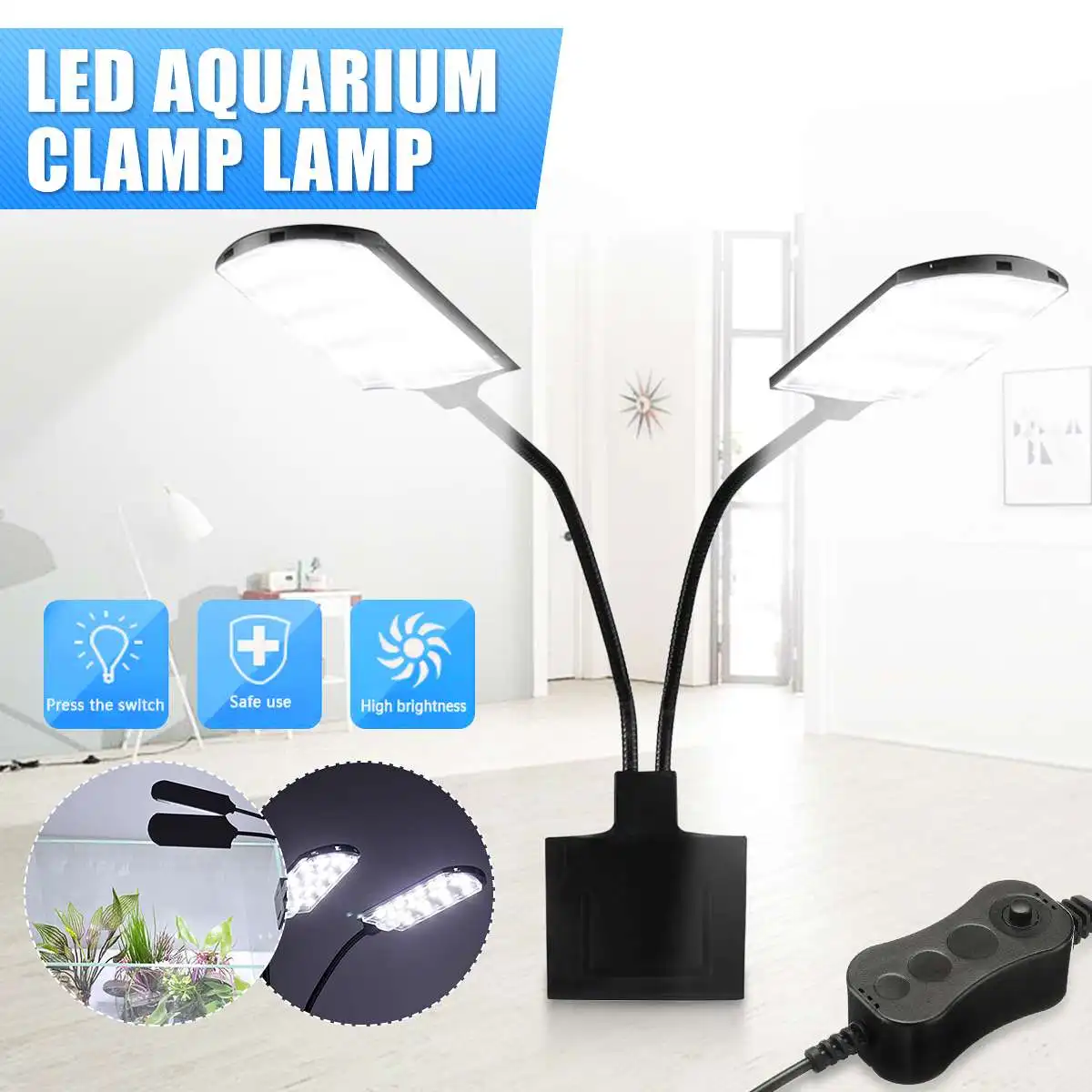 15W 220V Clip-on лампы успешно выращивайте растения светильник тонкий светодиодный аквариумный светильник освещение для водных растений Водонепроницаемый для аквариума