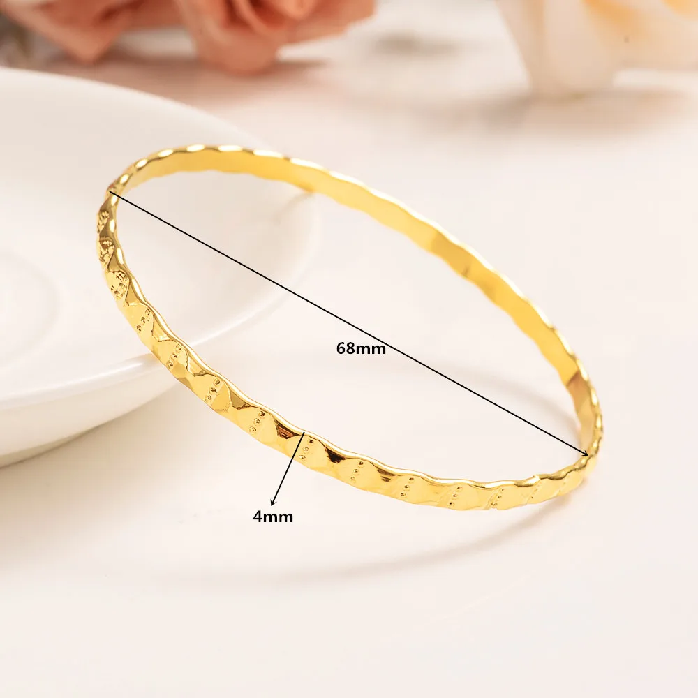 24K Ethiopian Gold Dubai Bangle for Women men Wedding Bride Bracelets Gold Color Jewelry Middle East African Bride party Gifts bangle bracelet
