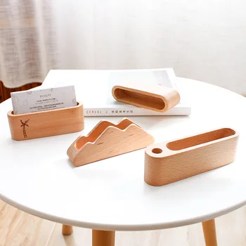 

Wooden Business Card Holder Office front Desk Desktop Cardcase Visiting Card Storage Box