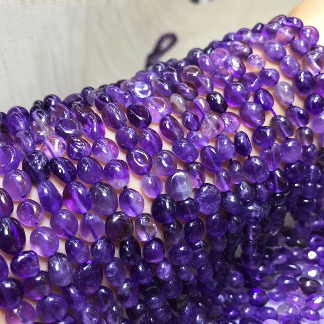 Amethyst Terahertz Strawberry Crystal HuangLong Jade Obsidian 8-9mm Gemstone Beads smooth irregular for Jewelry Making 15inch | Украшения и