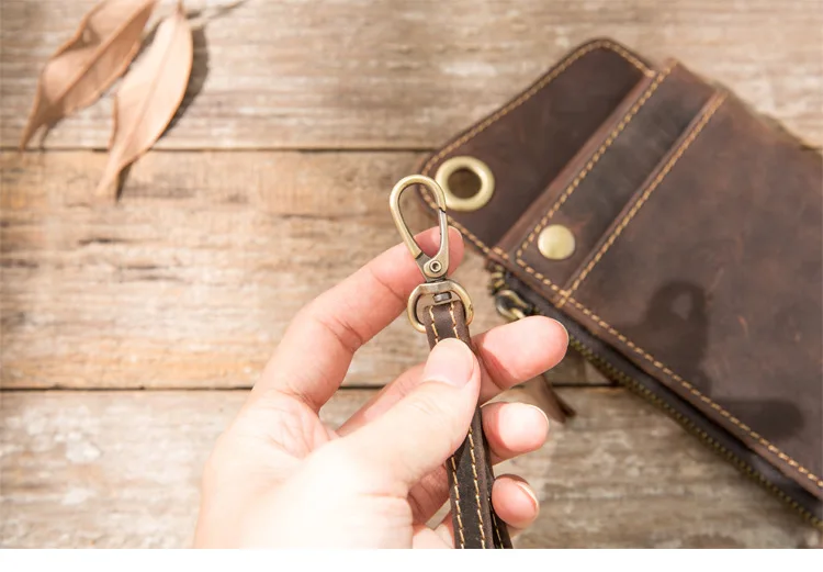 Handmade Cowhide Long Wallets Retro Made Old Multi-card Bag Men's Handbag Genuine Leather Large Capacity Zipper Purse Clutch Bag