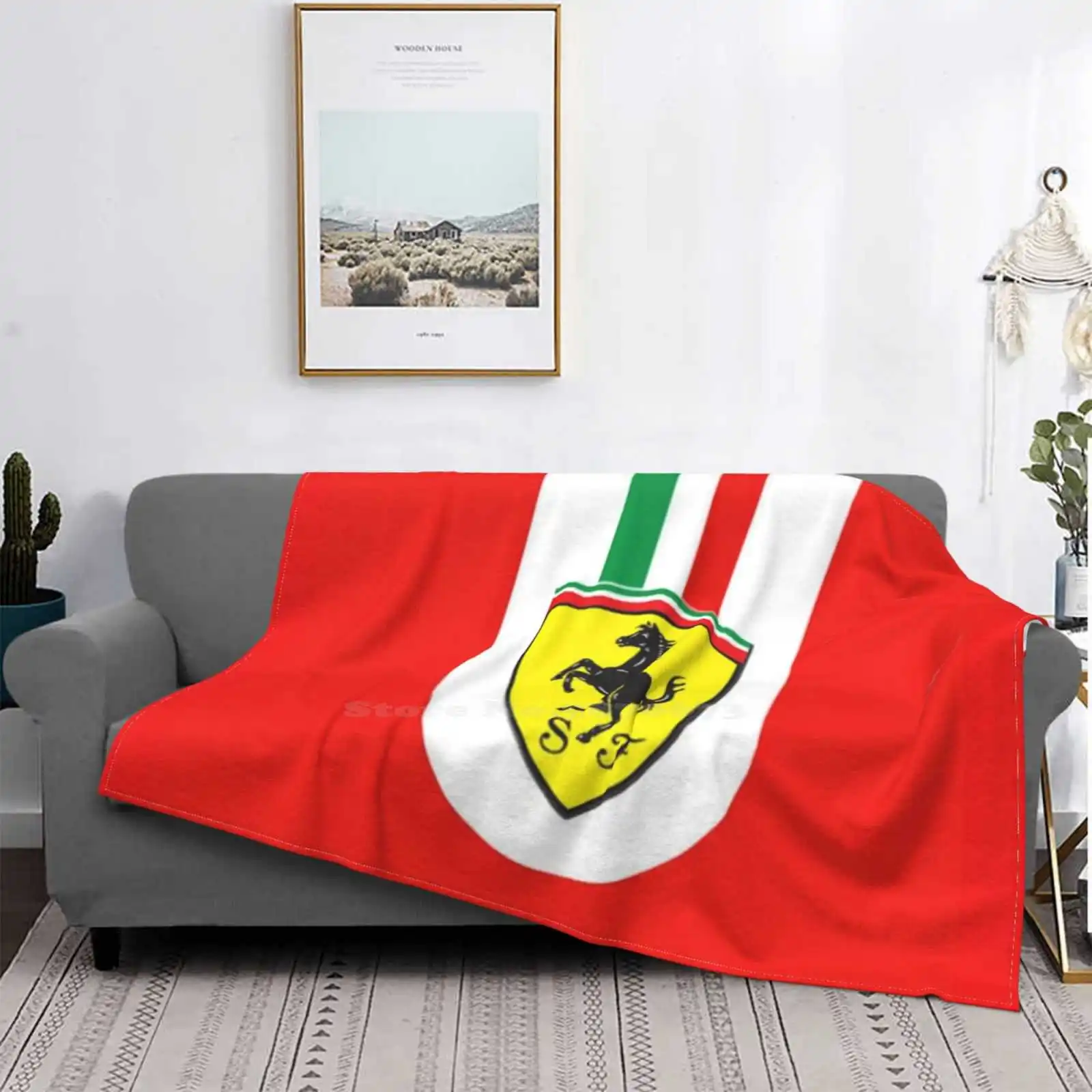 Фланелевое Одеяло Ferrari Race Team с рисунком итальянского флага | Дом и сад