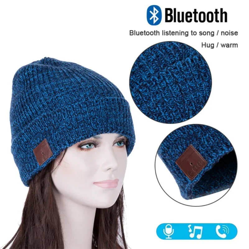 Новые беспроводные Bluetooth наушники шапки Bluetooth наушники с микрофоном зимняя теплая музыкальная шапка для наушников модная разноцветная шапка