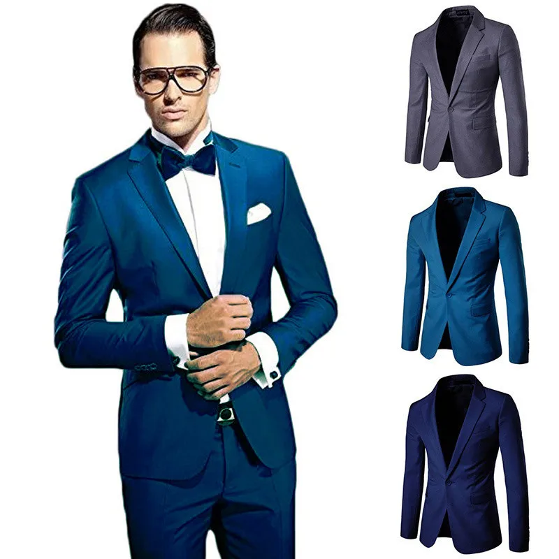 

Men Casual Blazer One-Button Solid Color Suit Best Man Formal Dress Men's Business Casual Suit Men Formal Dress
