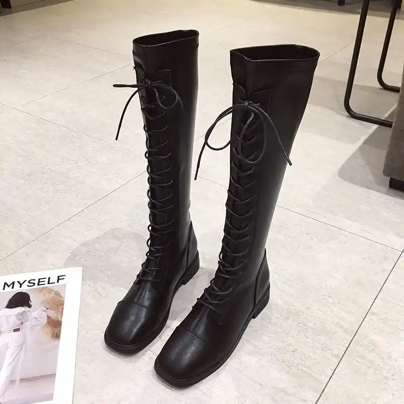 knee length leather boots
