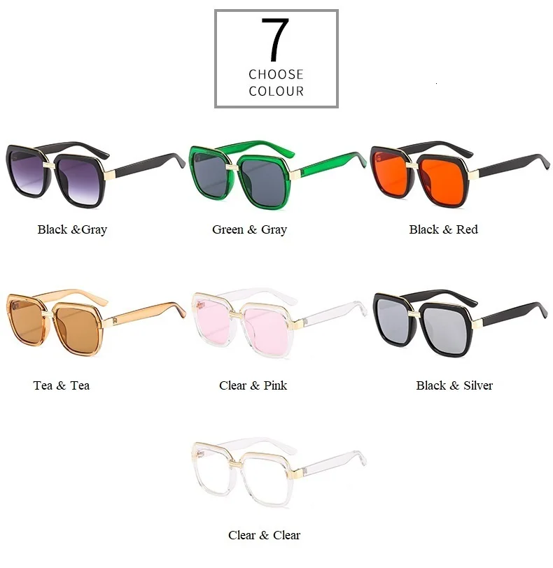 New Fashion Single Bridge Alloy Square Brand Sunglasses For Women Unique Metal Sandwich Sun Glasses Female Elegant Eyewear