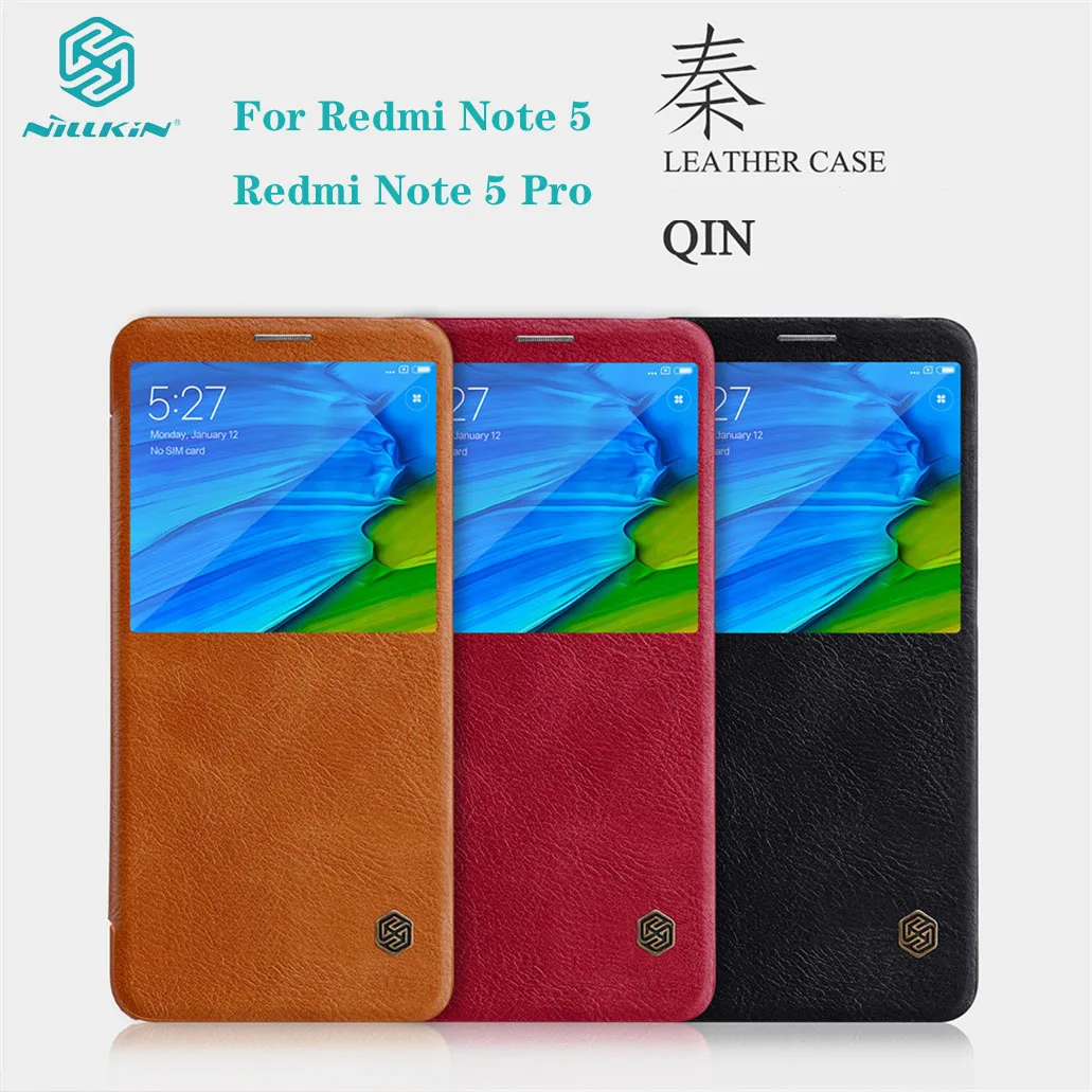 

For Xiaomi Redmi Note 5 Pro Flip Case Note5 (AI Dual Camera) Cover Nillkin Qin Leather Flip Cover For Note5 Pro Smart Wake Up