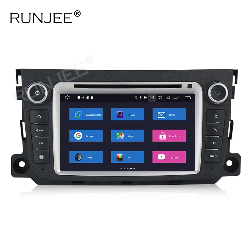 Discount RUNJEE Android 9 4+64G IPS DSP Car DVD multimedia player For Mercedes Benz Smart Fortwo 2011-2014 dvd video output DAB 5