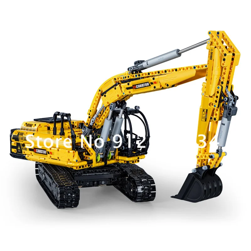 1702PCS DIY Blocks Hydraulic Rod Remote Control Excavator 360 Degrees Rotate Anti-Slip Track Electric RC Car Truck Kids Gift Toy 6