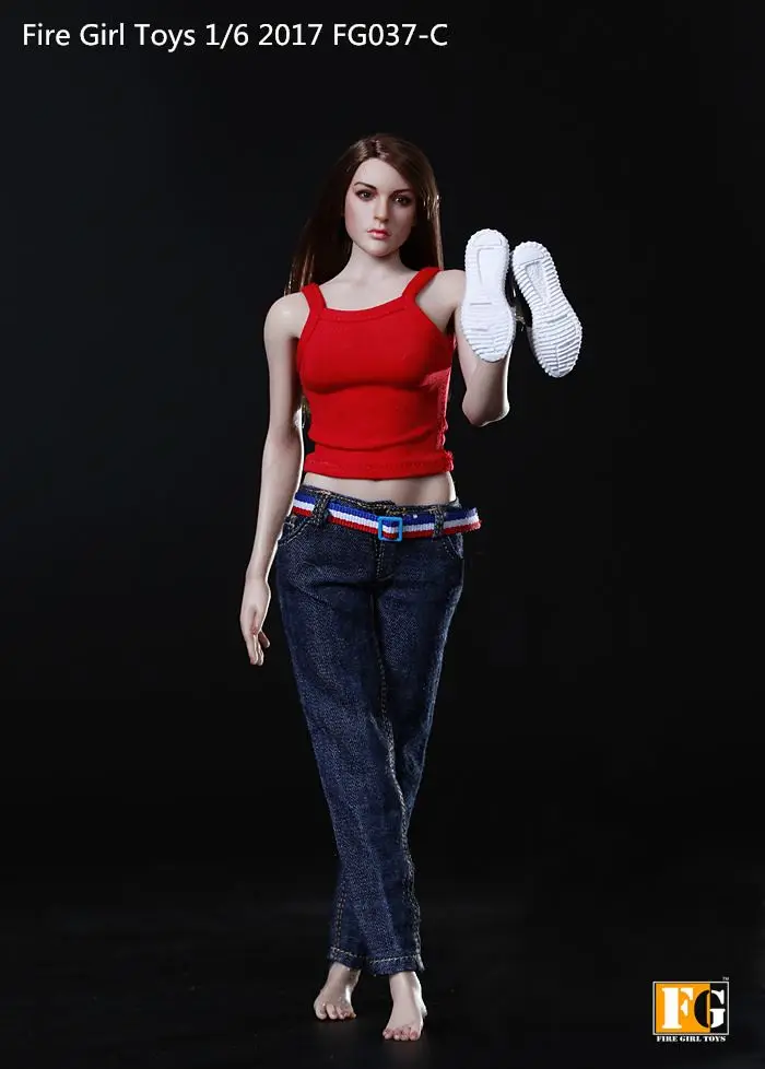 1/6 Fire Girl Toys FG037 Female Baseball Clothes Sports Suit Jeans Set C Ver. 