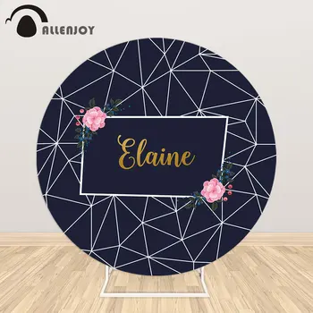 

Allenjoy Mosaic Rose Blue Round Background Circle Backdrop Cover Birthday Party Baby Shower Wedding Engagement Decor Wallpaper