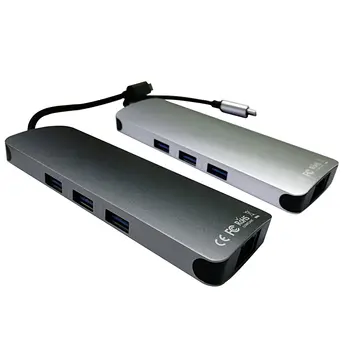 

USB C to Rj45 Lan 4K HDMI 3 USB 3.0 SD Card 3.5mm Audio Port 9 In 1 Type C Dock Adapter Hub PD Charge for Macbook/S8 Dex Mode