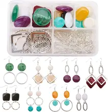 

8 Pairs Earring Making Kit with Imitation Gemstone Acrylic Beads,Alloy Linking Rings, Iron Jump Rings and Brass Earring Hooks