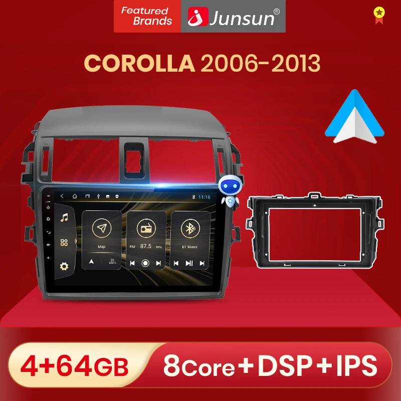 Junsun V1 4 + 64G Android 10 для Toyota Corolla 2006-2013 автомобильное радио мультимедийный видеоплеер