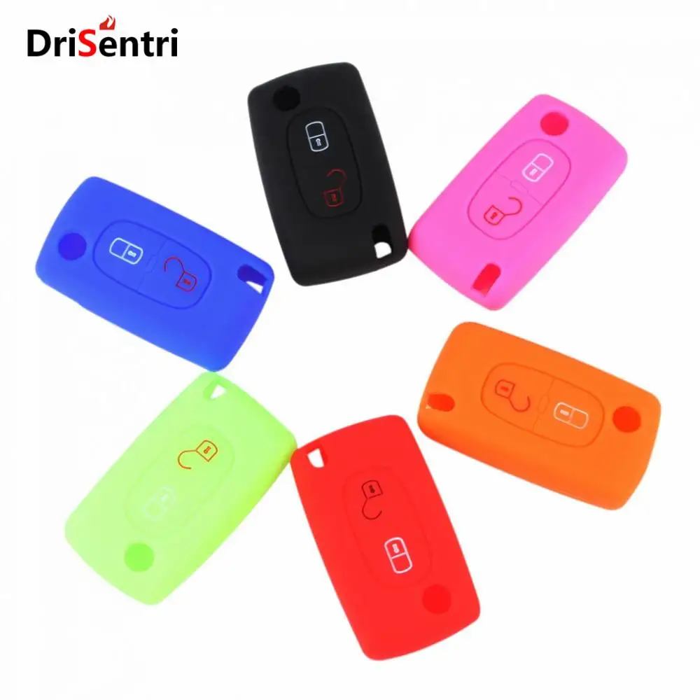 

Wih Emblems Silicone Case Remote Cover 2 Buttons Folding Key for Peugeot 208 207 3008 308 RCZ 408 2008 407 307 New Arrival