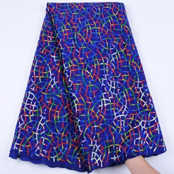 

African Net Lace Fabric 2019 Embroidered Sequins Nigerian Guipure Lace Fabric High Quality French Milk Silk Tulle Lace Fabric