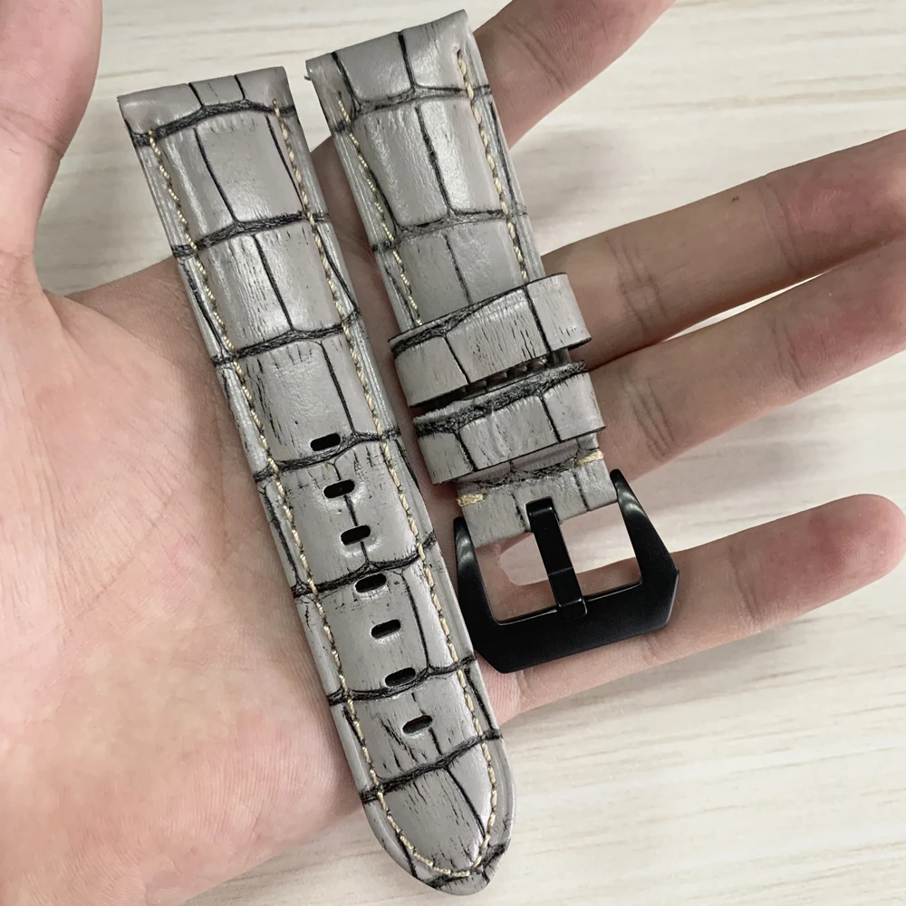 

20mm 22mm 24mm 26mm Italy Genuine Leather Watch Band for PAM Luminor Radiomir Stainless Steel Buckle Watchband Wrist Strap