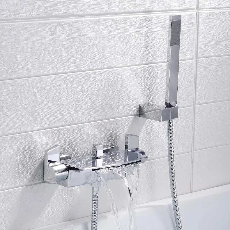 Senlesen смеситель для ванны медный водопад вода дождевой Душ смесительный клапан Ванна боковая поверхность монтируется душевой набор