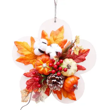 

Pumkin Maple Leaf Christmas Garland Wreath Home Window Mall Hotel Decoration Pendant Xmas Wreath Hanging Ornaments