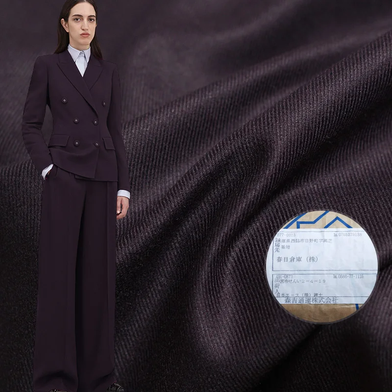 Красный малиновый фиолетовый саржевый эластичный камвольный шерстяной материал материалы для одежды осенние женские костюмы брюки швейная ткань