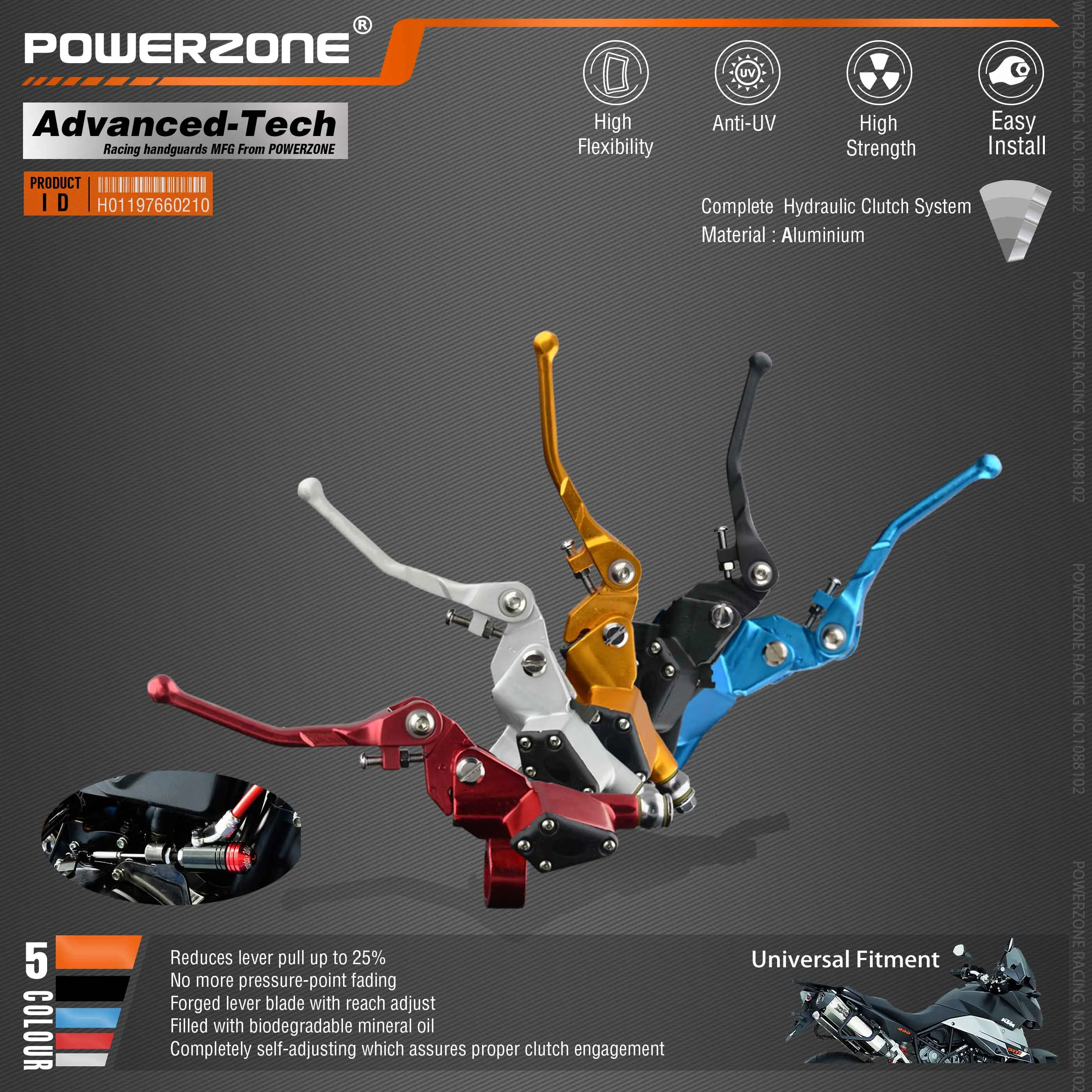 Гидравлическая муфта Powerzone 1200 мм главный цилиндр рычага для 125 250cc вертикального