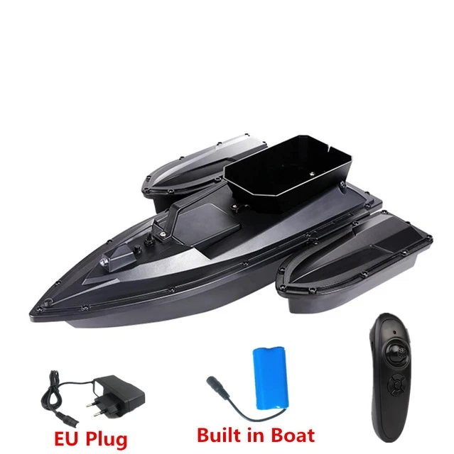 Fully Enclosed Hull RC Fishing Bait Boat 2Motors Nesting Boat Single Bait Hopper Detachable Independent Buoy Night Light RC Boat